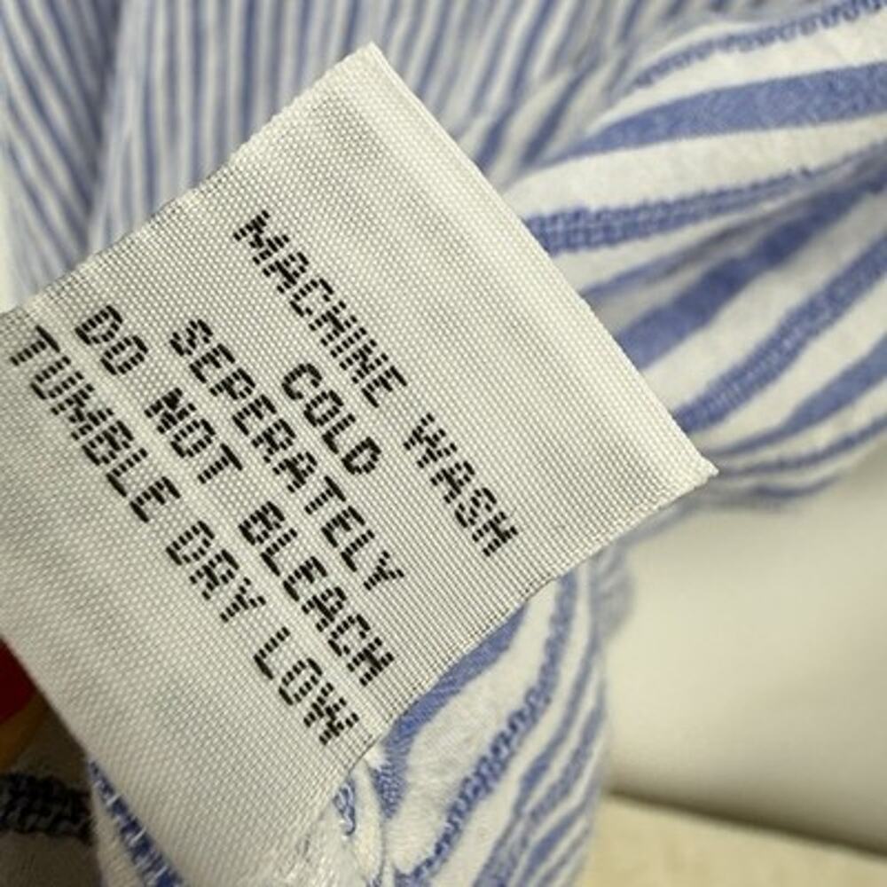 Habitat Clothes Textured Cotton Button Up Tunic XL Blue Striped Long Sleeve - Picture 9 of 12
